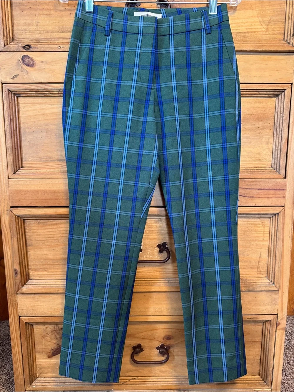 Tory Sport Green & Blue Plaid Tailored Golf Pants